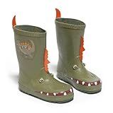 Kidorable Dinosaur Rain Boots, Green, Natural Rubber with Dinosaur Tail Pull On Heel Tab, Size 1, Yo | Amazon (US)