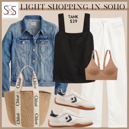 Loving this tank top with white wide leg, trouser jeans! Add a tote bag and pair with sandals or these converse sneakers for a polished look!

#LTKWorkwear #LTKFindsUnder100 #LTKSummerSales