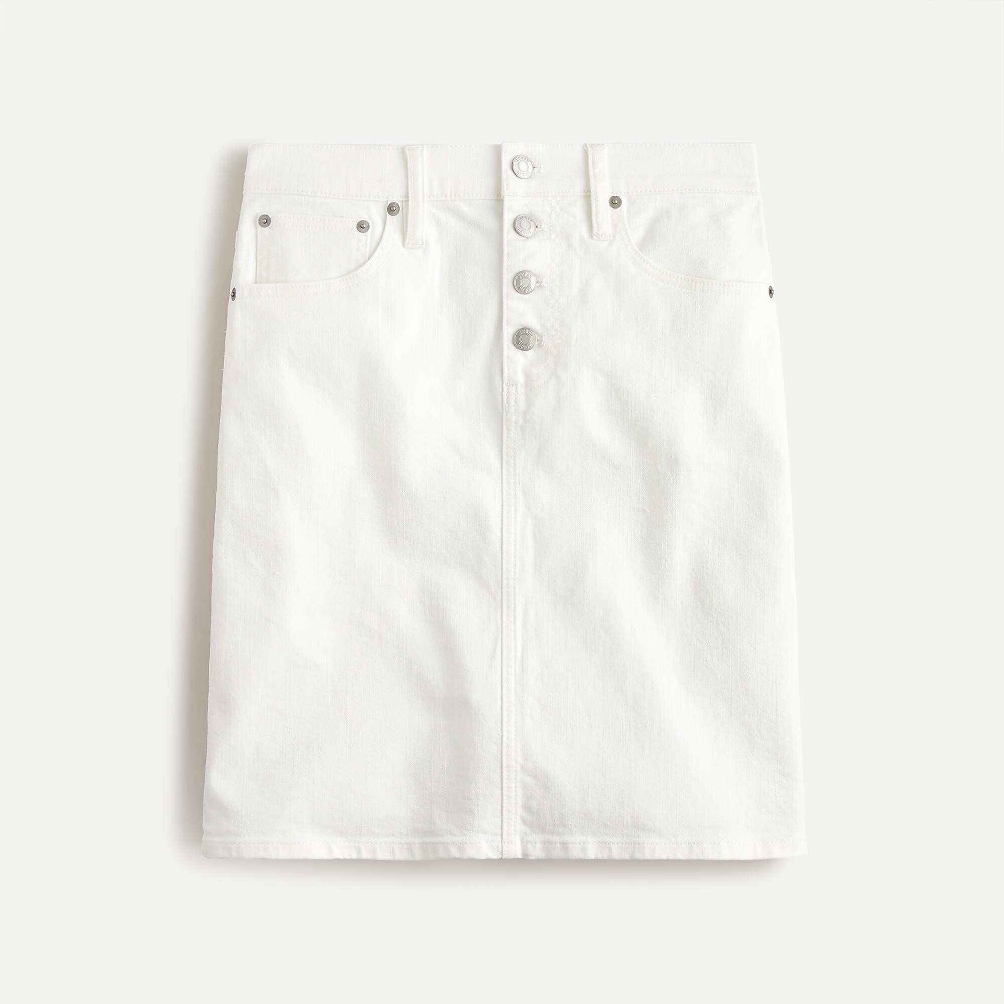 Button-front denim skirt in white | J. Crew US