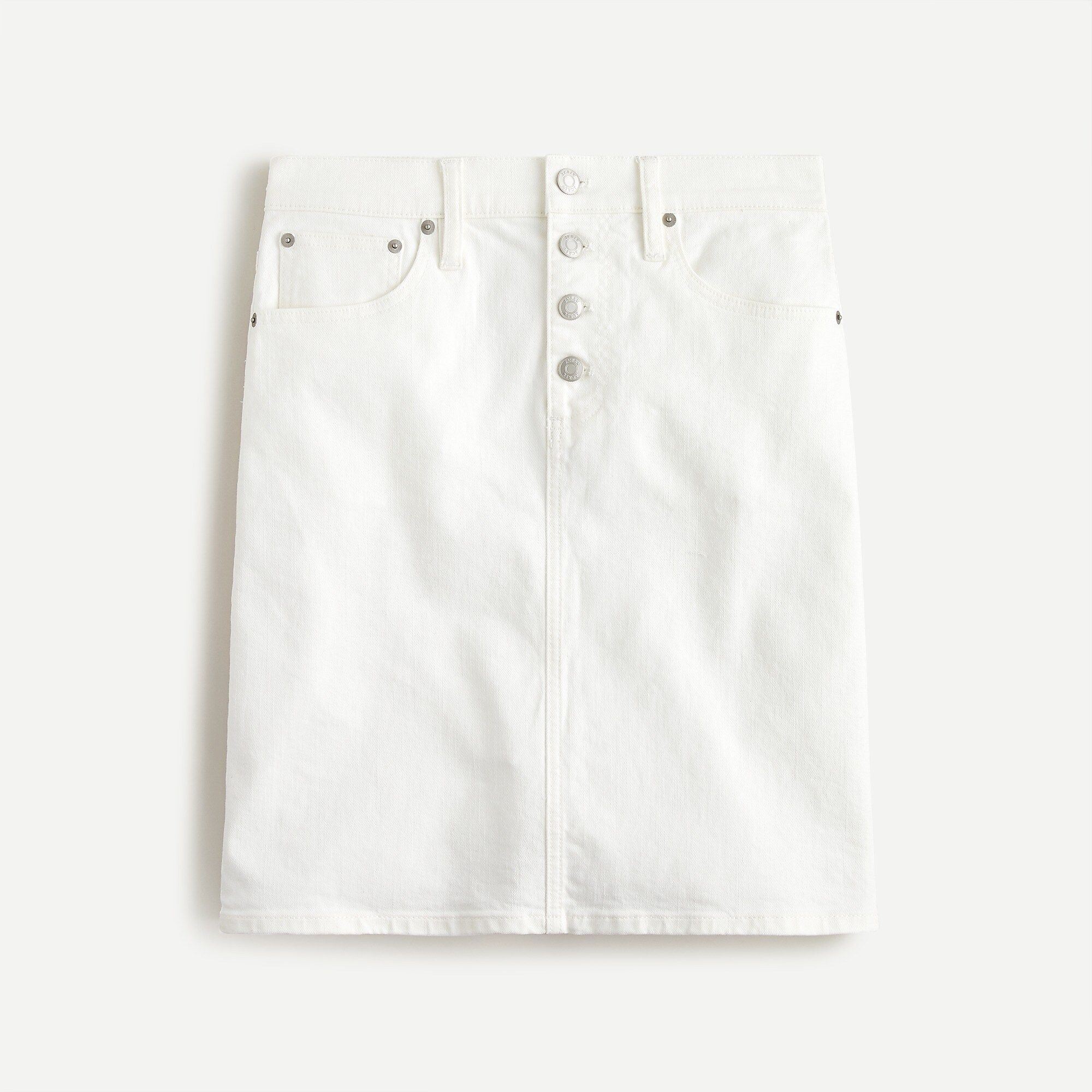 Button-front denim skirt in white | J.Crew US