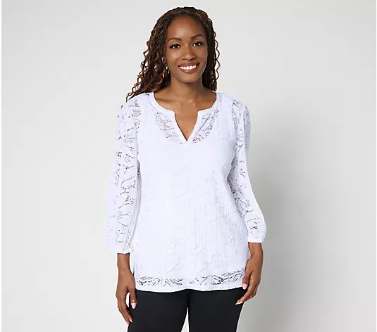 Make Your Selection: Isaac Mizrahi Live! Floral Lace Top and Tank Set | QVC