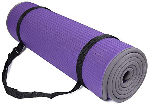 Fitvids All-Purpose 2/5-Inch (10mm) Extra Thick High Density Anti-Slip Exercise Pilates Yoga Mat with Carrying Strap Purple | Amazon (US)