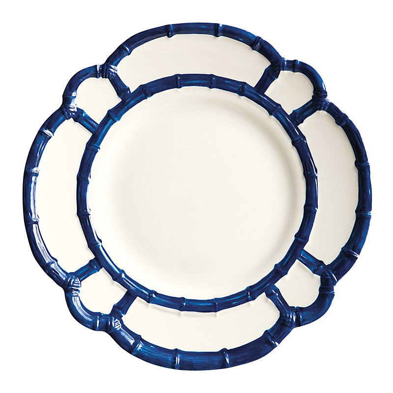 Set of 4 Jacqueline Bamboo Melamine Dinner Plates - Blue - Ballard Designs | Ballard Designs, Inc.