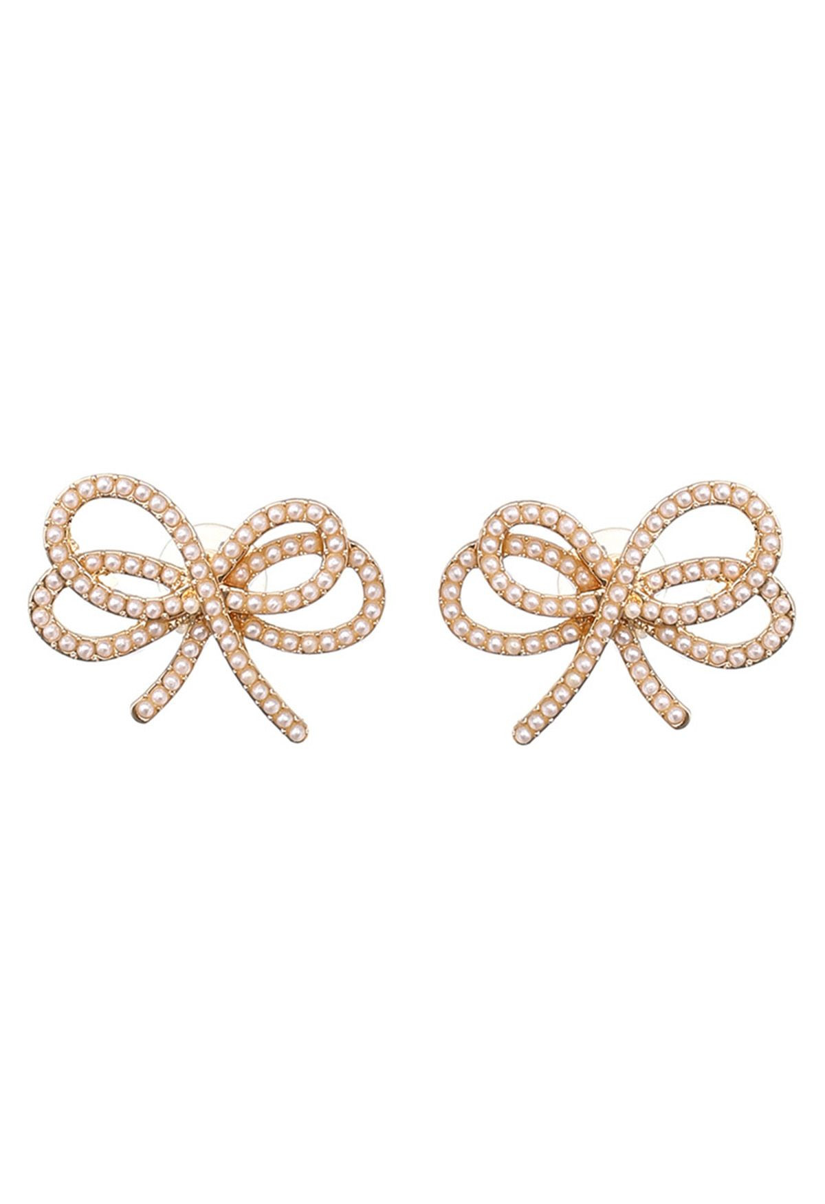 Full Pearl Bowknot Earrings | Chicwish