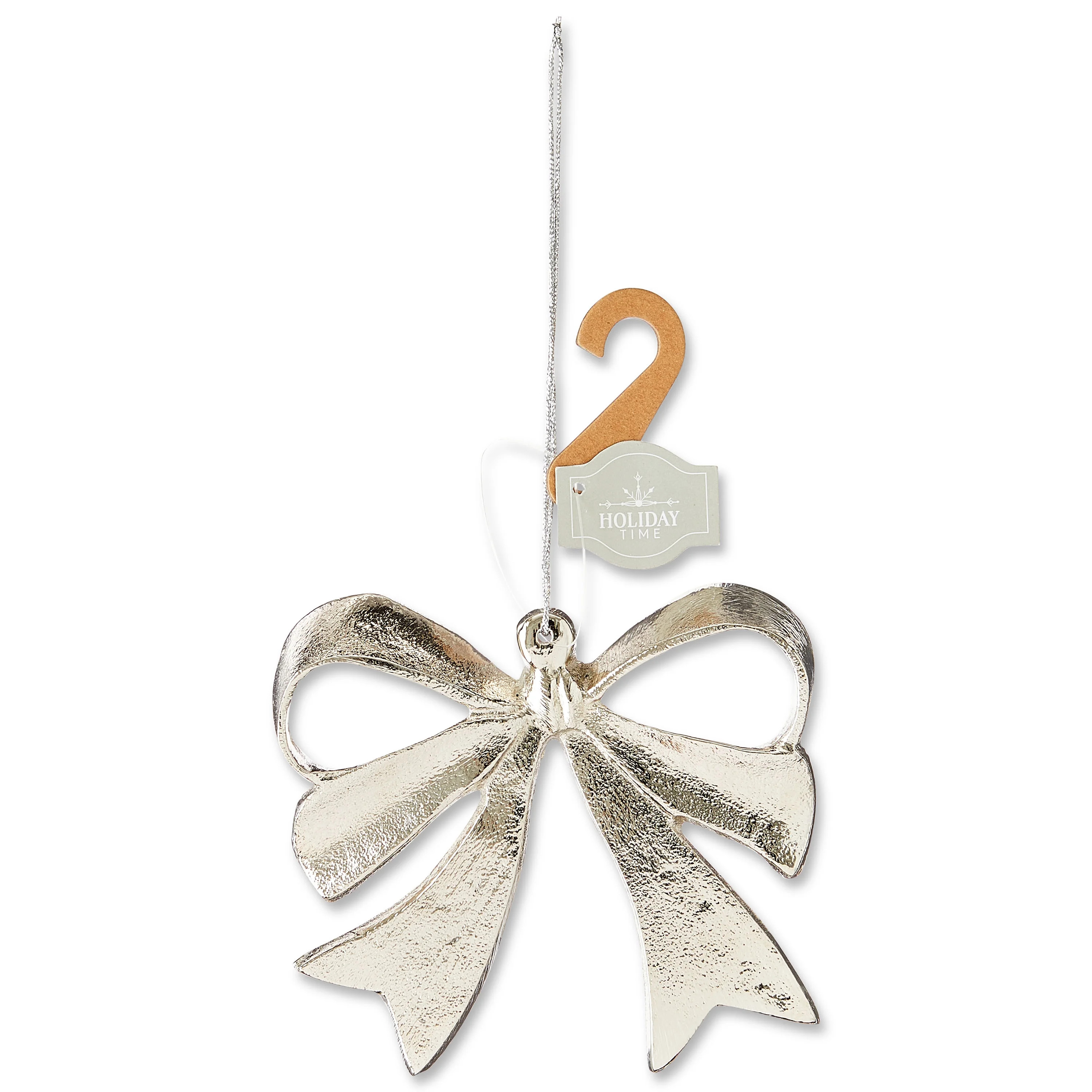 Silver Aluminum Bow Christmas Ornaments, 4.5", 8 Count, by Holiday Time | Walmart (US)