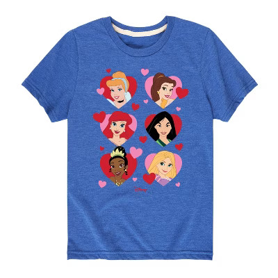 Disney Princess Heart Grid Short Sleeve Graphic T-Shirt - Royal Blue - 3T | Target