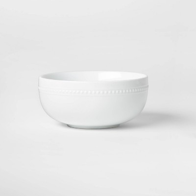 Porcelain Beaded Rim Cereal Bowl 20oz White - Threshold™: Textured Round Porcelain, Microwave & Dishwasher Safe | Target