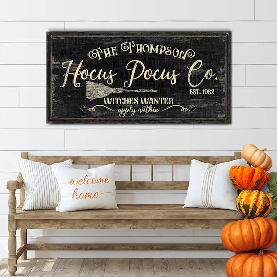 Hocus Pocus Sign | Witch Hocus Pocus | Huge Canvas Art | Broom Witch Decor | Custom Halloween Sig... | Etsy (US)