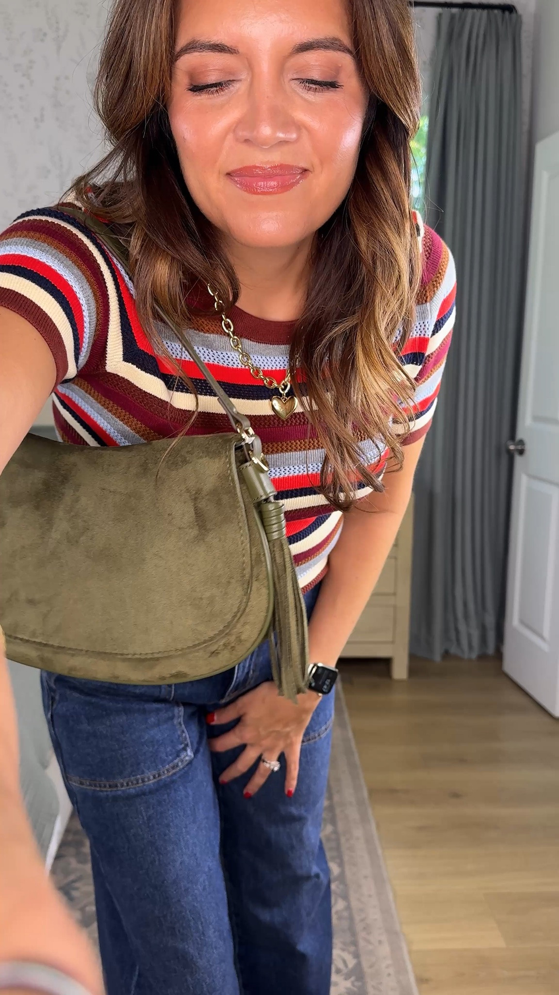 The cutest casual fall mom outfit!! Love this striped sweater tee! Dark wash utility jeans are 👌🏼!! I’m 5’7” size small top, 4 jeans.

#LTKOver40 #LTKTall
