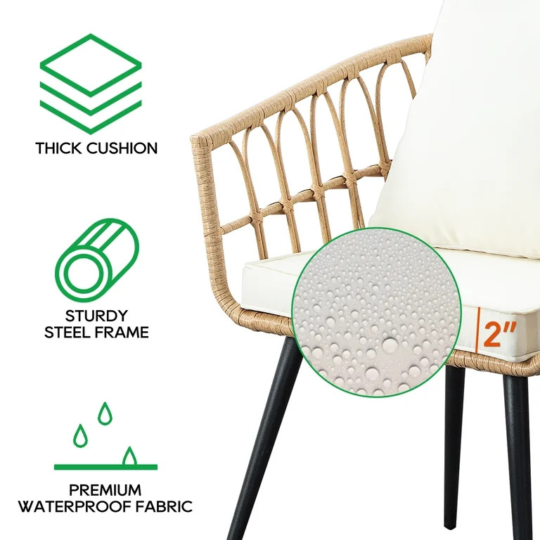 3 Piece Patio Bistro Set,Outdoor Wicker Apartment Balcony Furniture Sets, Rattan Table and Chairs... | Walmart (US)