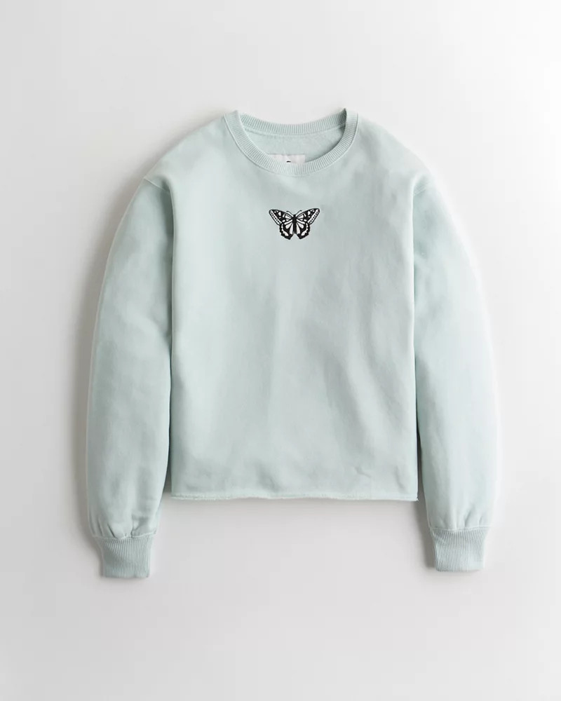 Embroidered Boyfriend Crewneck Sweatshirt | Hollister (US)