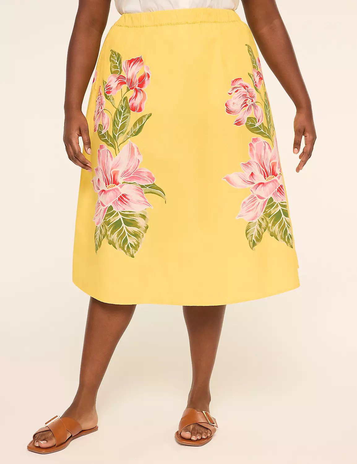 Shirred Poplin Midi Skirt | LaneBryant | Lane Bryant (US)