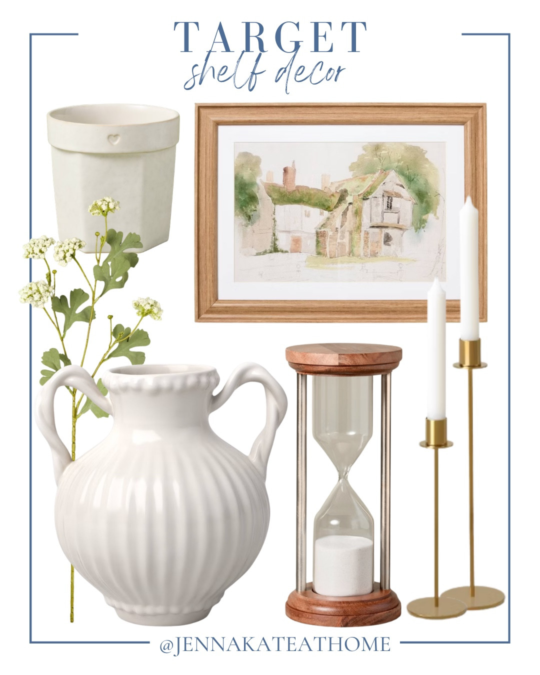 Target home decor includes wall art, planter, vase, floral stems, candlestick holder, hourglass.

Neutral decor, home decor, home accents

#LTKvlog #LTKHome #LTKSaleAlert