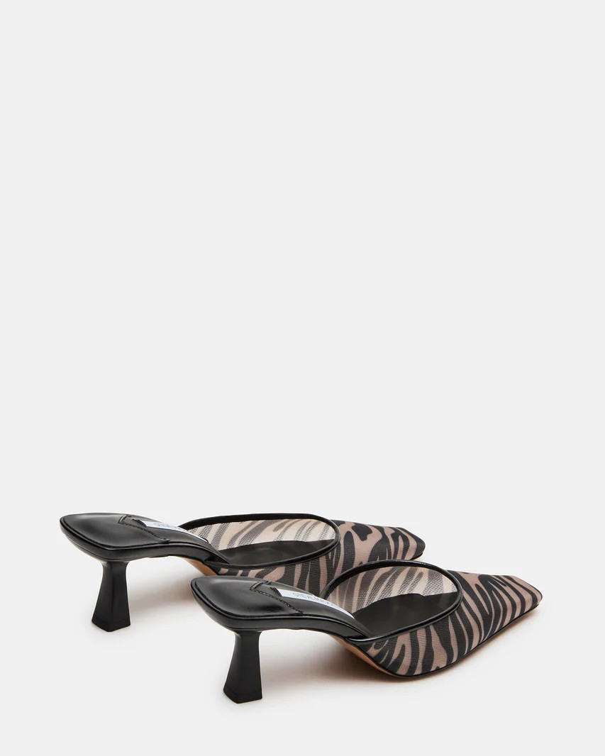 ALYSE Zebra Mesh Square-Toe Mule Women's Kitten Heel | Steve Madden (US)