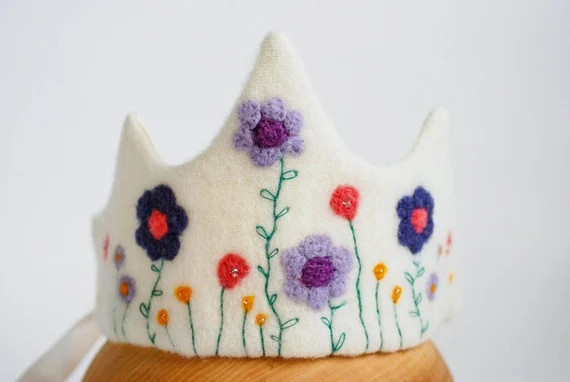 Waldorf wool felt birthday crown summer flowers princess | Etsy | Etsy (US)