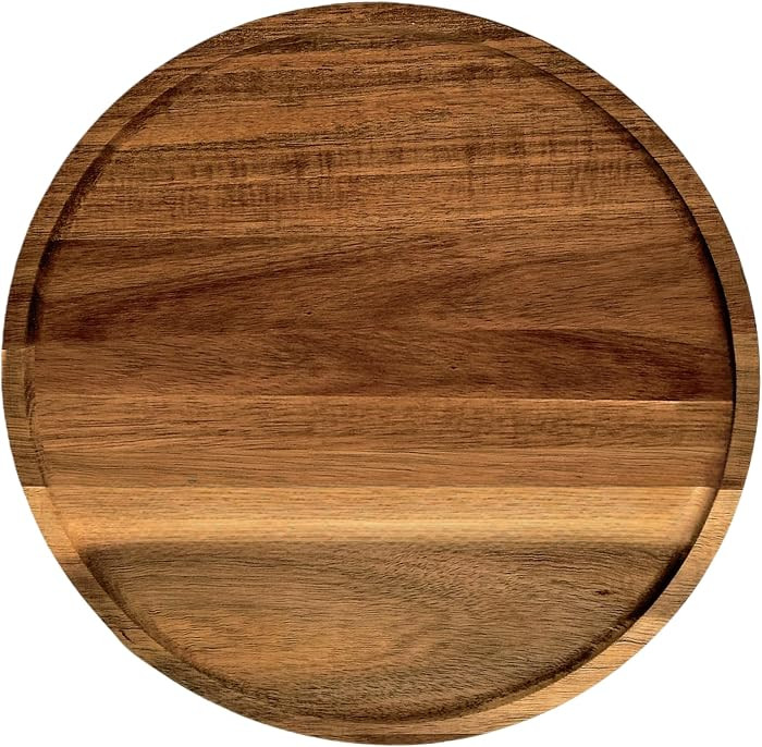 15.7 Inch Round Wooden Decorative Serving Tray for Coffee Table and Home Decor, Round Wood Tray f... | Amazon (US)