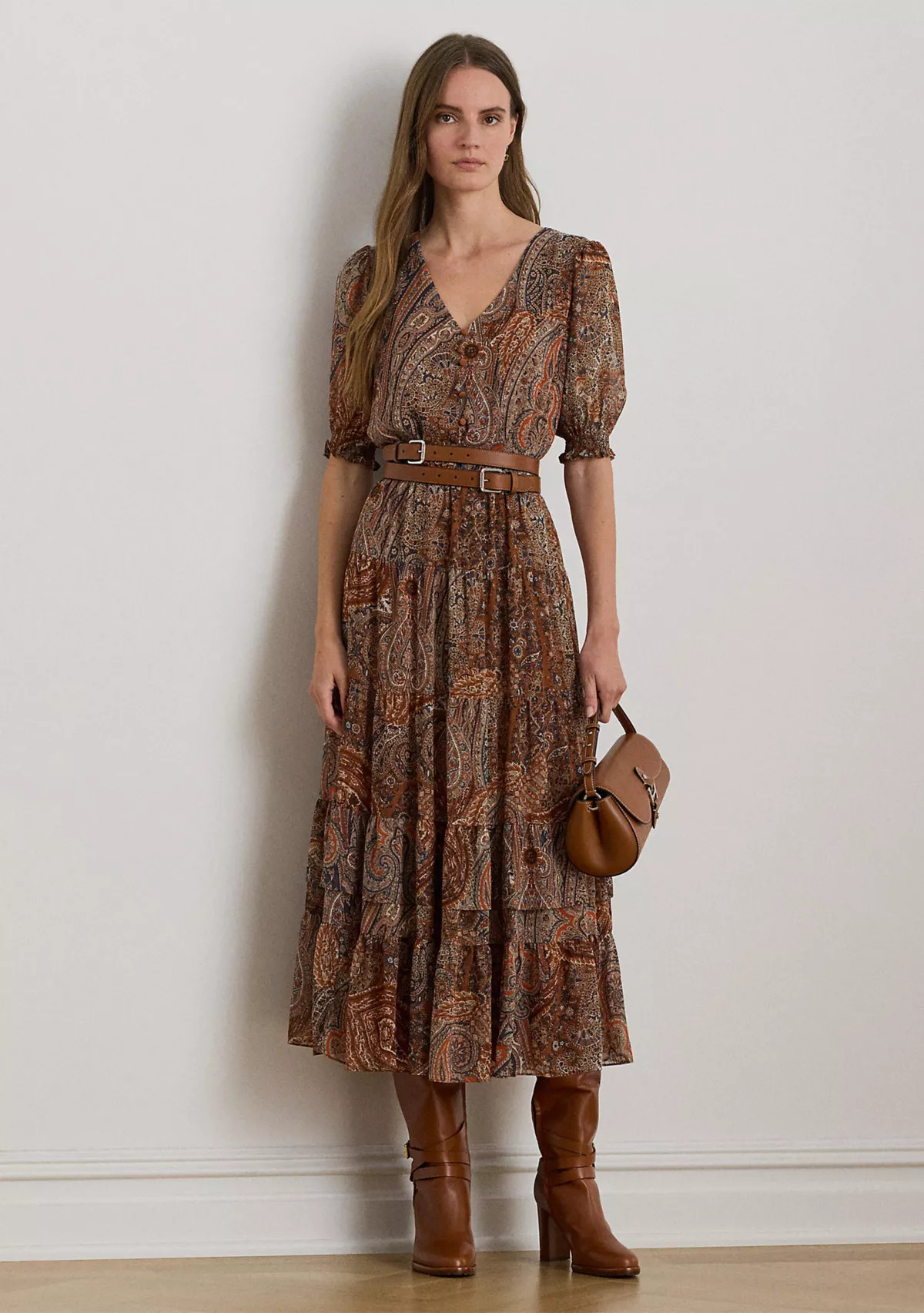 Lauren Ralph LaurenWomen's Paisley Belted Crinkle Georgette Dress | Belk