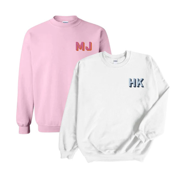 Embroidered Shadow Monogram Sweatshirt | Sprinkled With Pink