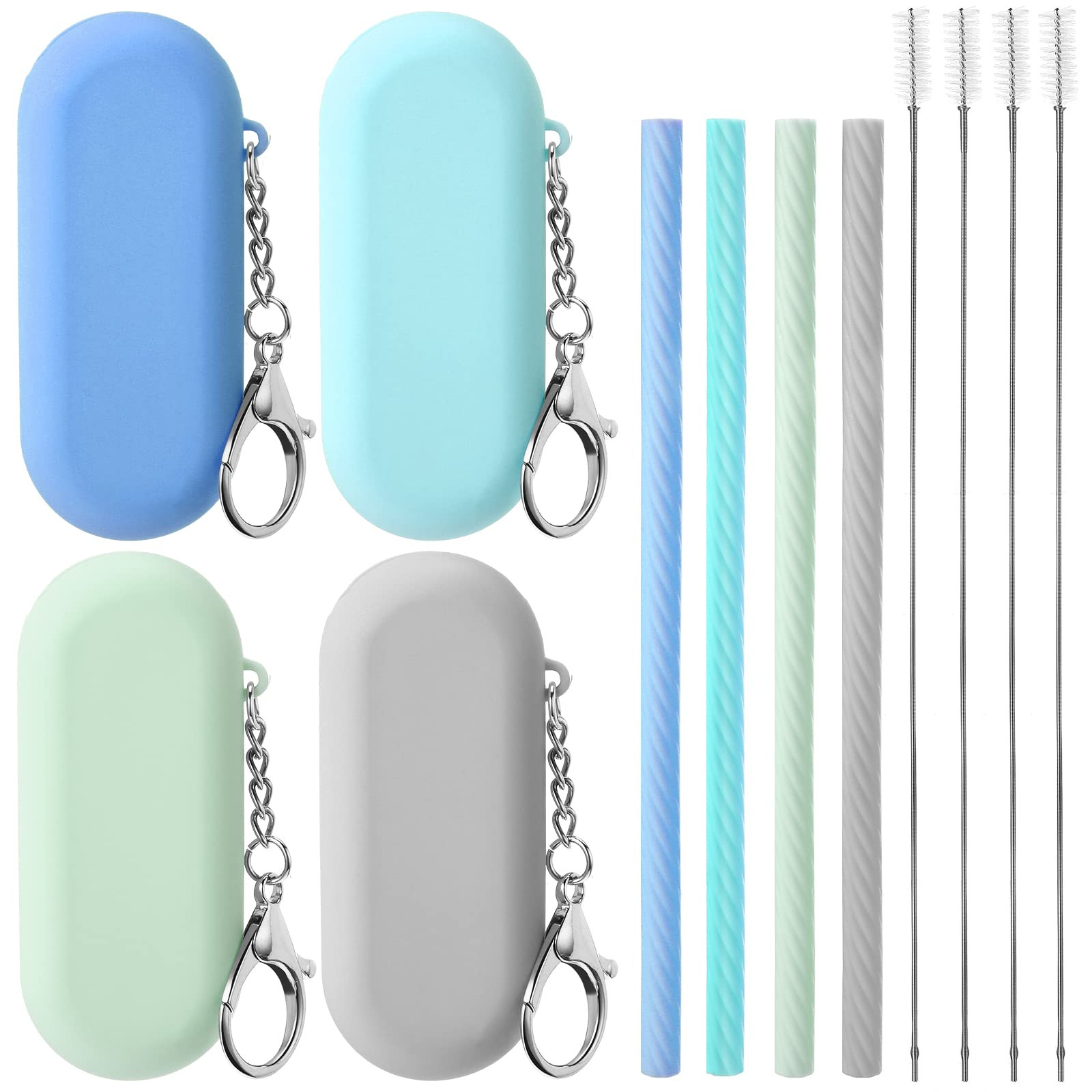 Meanplan 4 Sets Cruise Ship Essentials,4 Set Silicone Straws with Case Reusable Silicone Portable... | Amazon (US)