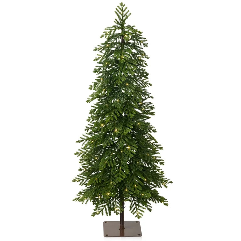 DR.Planzen 4ft Pre-Lit Artificial Norfolk Pine Tree with Metal Stand, 100 Warm White LED Lights, ... | Walmart (US)
