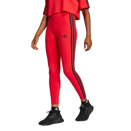adidas Women's Essentials 3-Stripes Cotton Leggings, Pure Ruby/Black | Amazon (US)