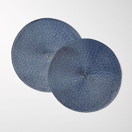 Round Woven Placemats, Set of 2, Regal Blue | West Elm (US)