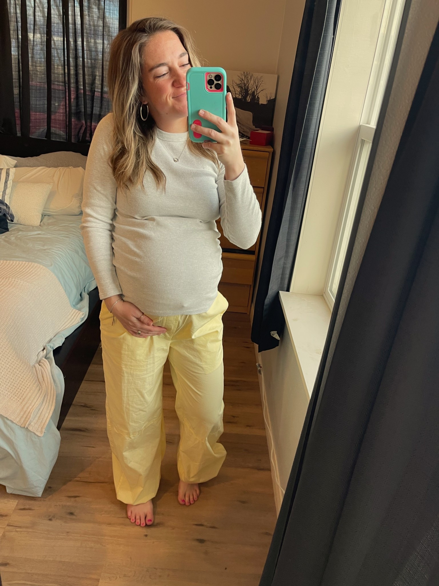 Brunch outfit 
Spring outfit 
Maternity spring outfit 
Bump friendly spring outfit 
Parachute pants 
Spring outfit maternity 
Maternity 
Bump friendly 

#LTKootd #LTKBump