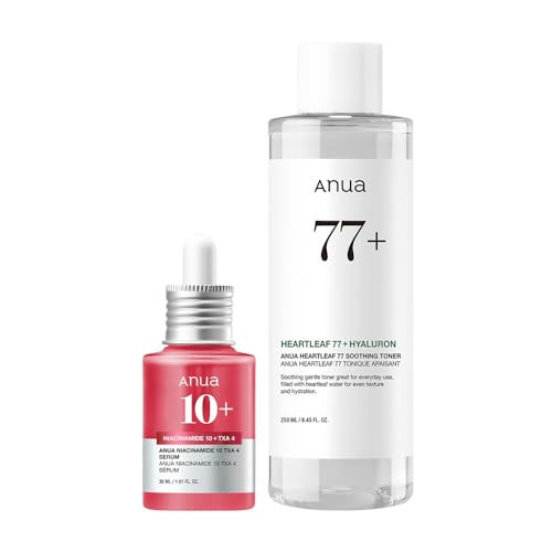 Anua Glass Skin Prep Duo, 10% Niacinamide+4% Tranexamic Acid Serum & Heartleaf 77 Soothing Toner for Glow Skin, Hyaluronic Acid, Vitamin B12, Calming, Hydrating, pH Balance, Korean Skincare Set | Amazon (US)