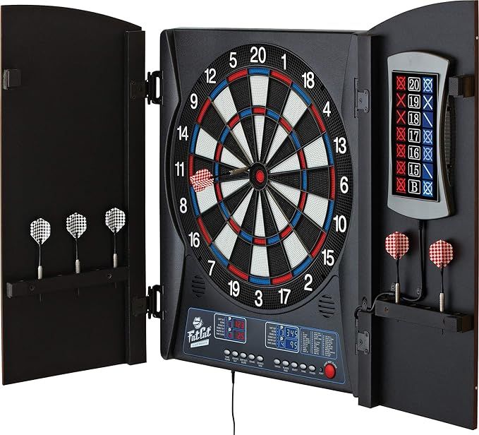 Fat Cat Mercury Electronic Dartboard, Built In Cabinet Doors With Integrated Scoreboard, Dart Sto... | Amazon (US)