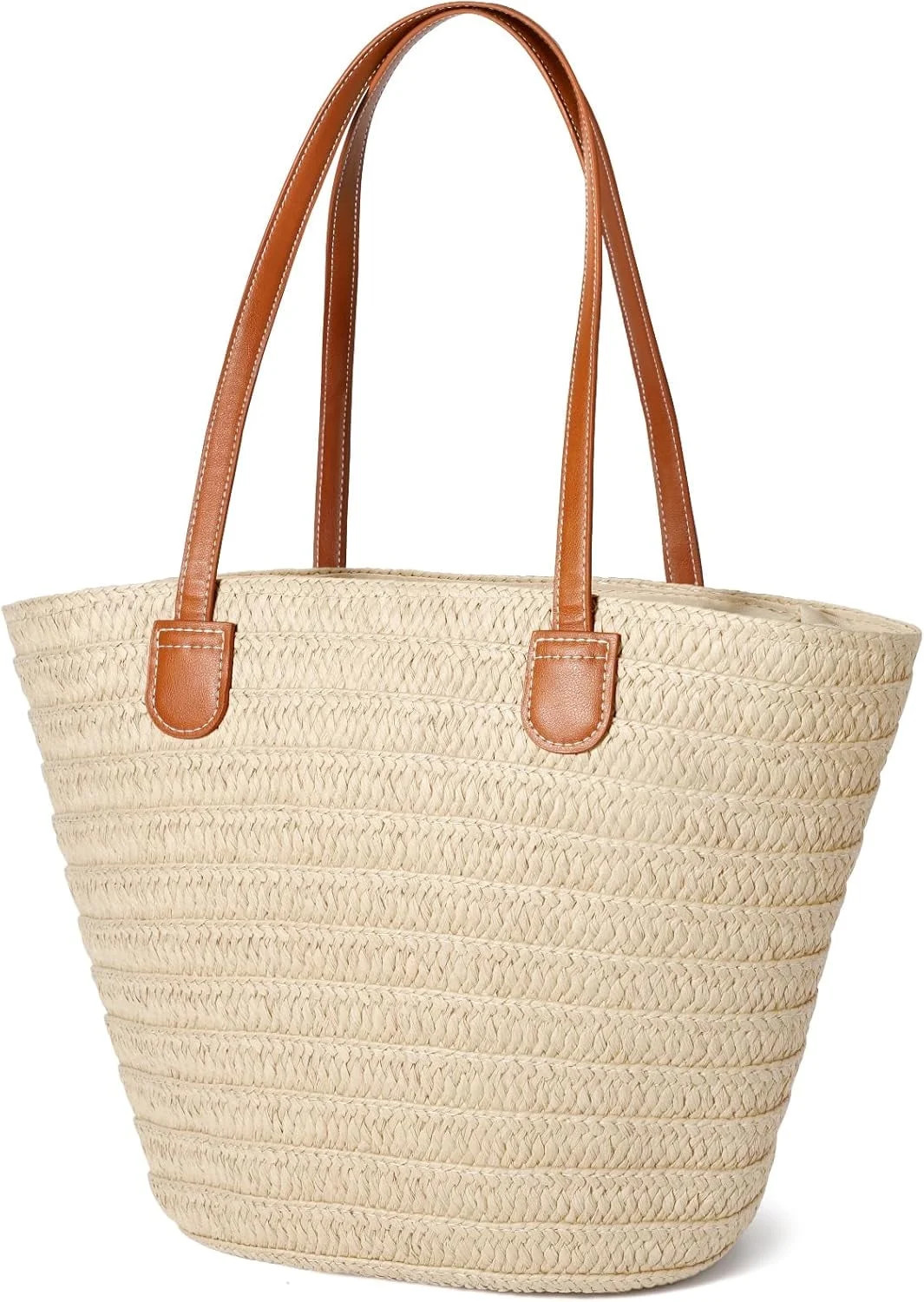 Gocvo Straw Beach Bag for Womens, Crossbody Shoulder Tote Bag with Zipper Vacation Purse for Summ... | Walmart (US)