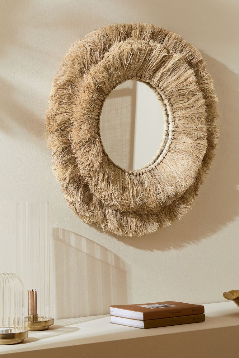 Large Mirror with a Straw Frame | H&M (US + CA)