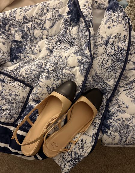 Blue and white Amazon jacket size small! 
Target black and nude sling back shoes, size 8.5! I opted for a half size larger for this style of shoe! Amazing quality - I keep wearing them to work! 



#LTKworkwear #LTKfindsunder50