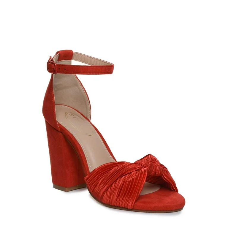 Scoop Women's Crinkle Fabric Block Heel Sandals | Walmart (US)