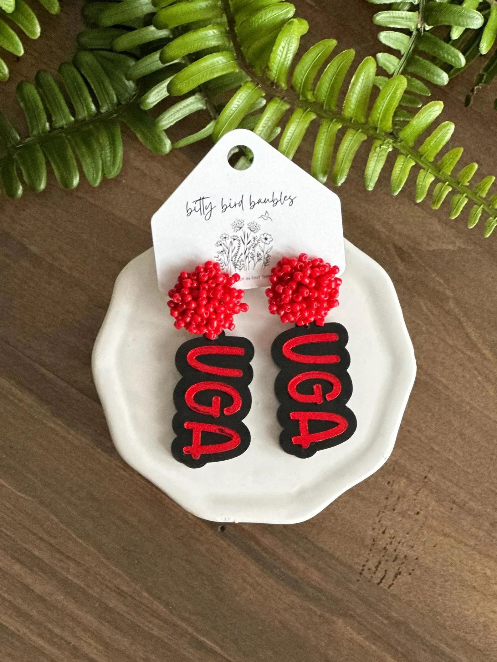 UGA Game Day Earrings: Red & Black Acrylic Spirit Jewelry | Etsy (Global)