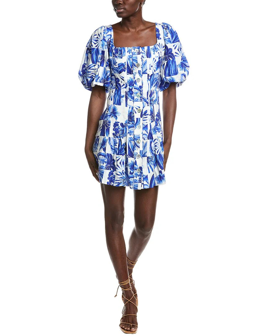 FARM Rio Garden Tiles Plaid Linen Mini Dress | Shop Simon