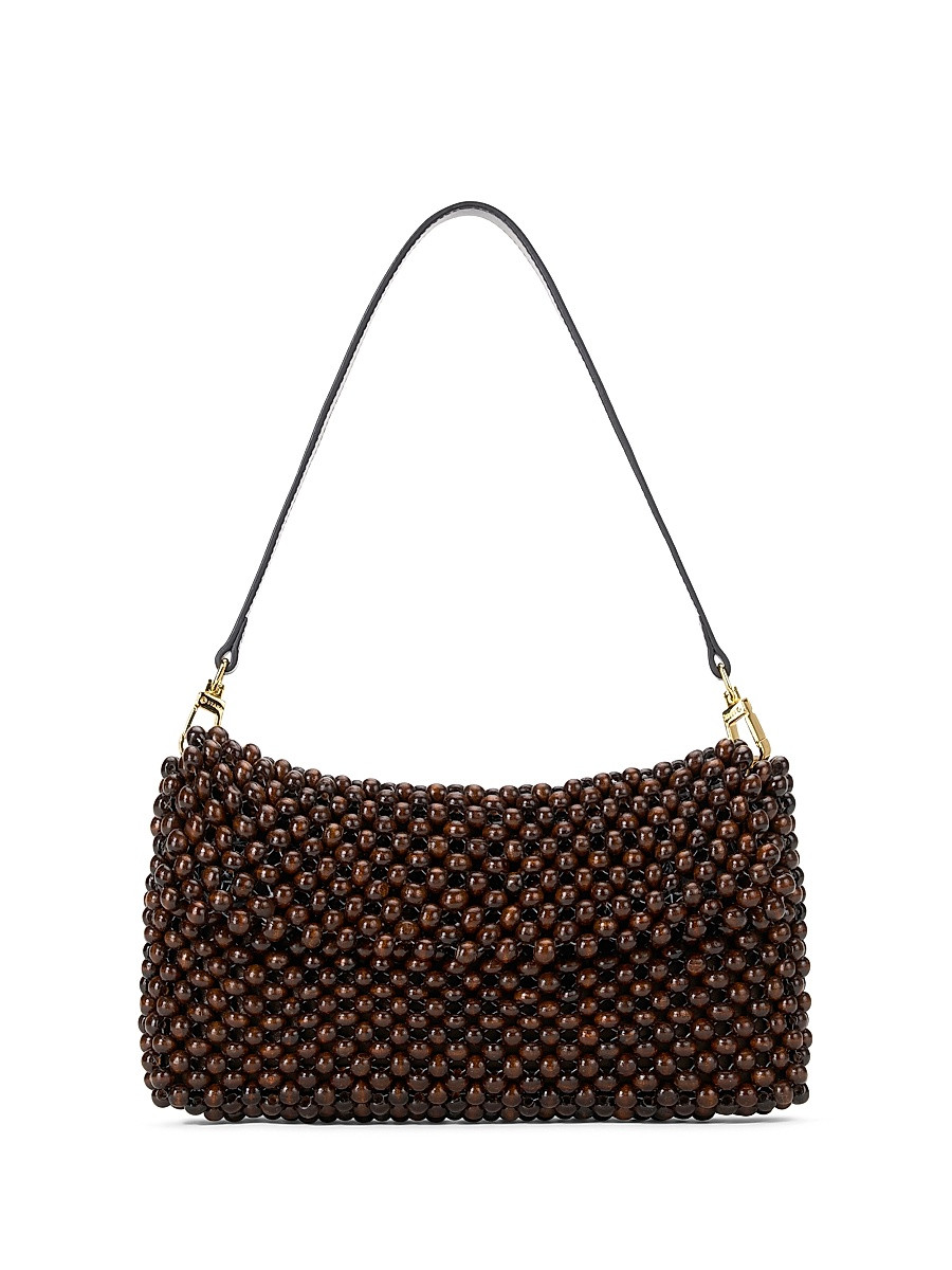 Women's Timmy Beaded Wood Shoulder Bag - Dark Brown | Saks Fifth Avenue