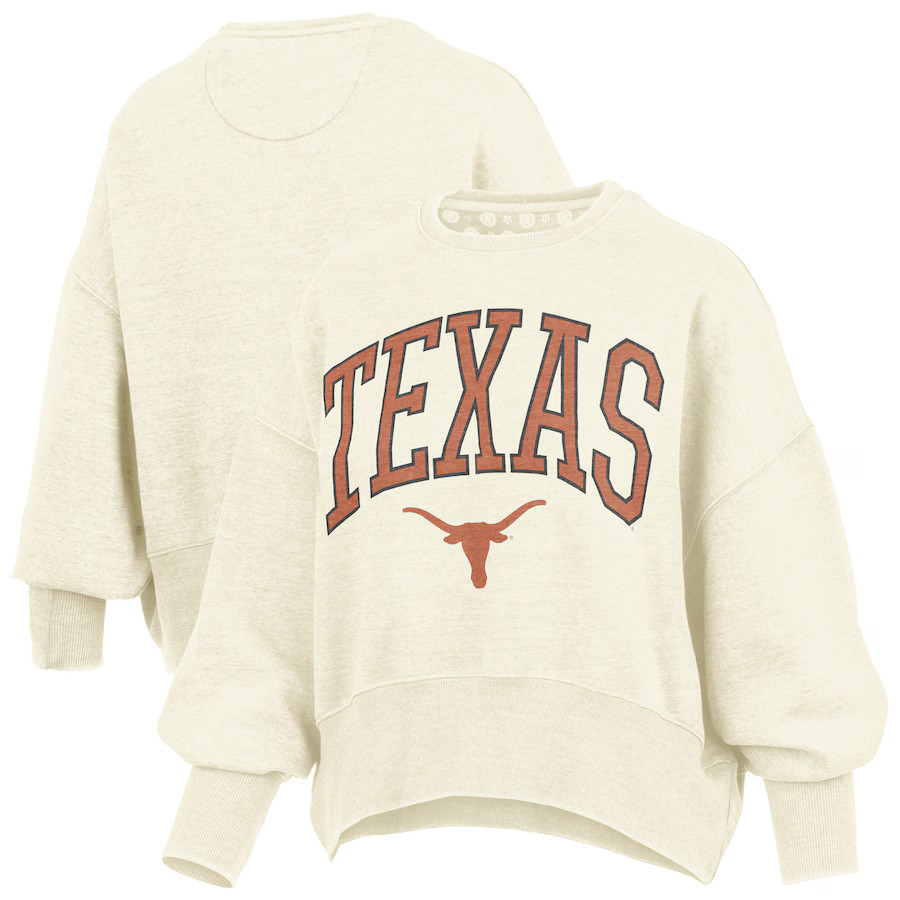 Texas Longhorns Pressbox Women's Oversized Waist-Length Crewneck Sweatshirt - Natural | Fanatics