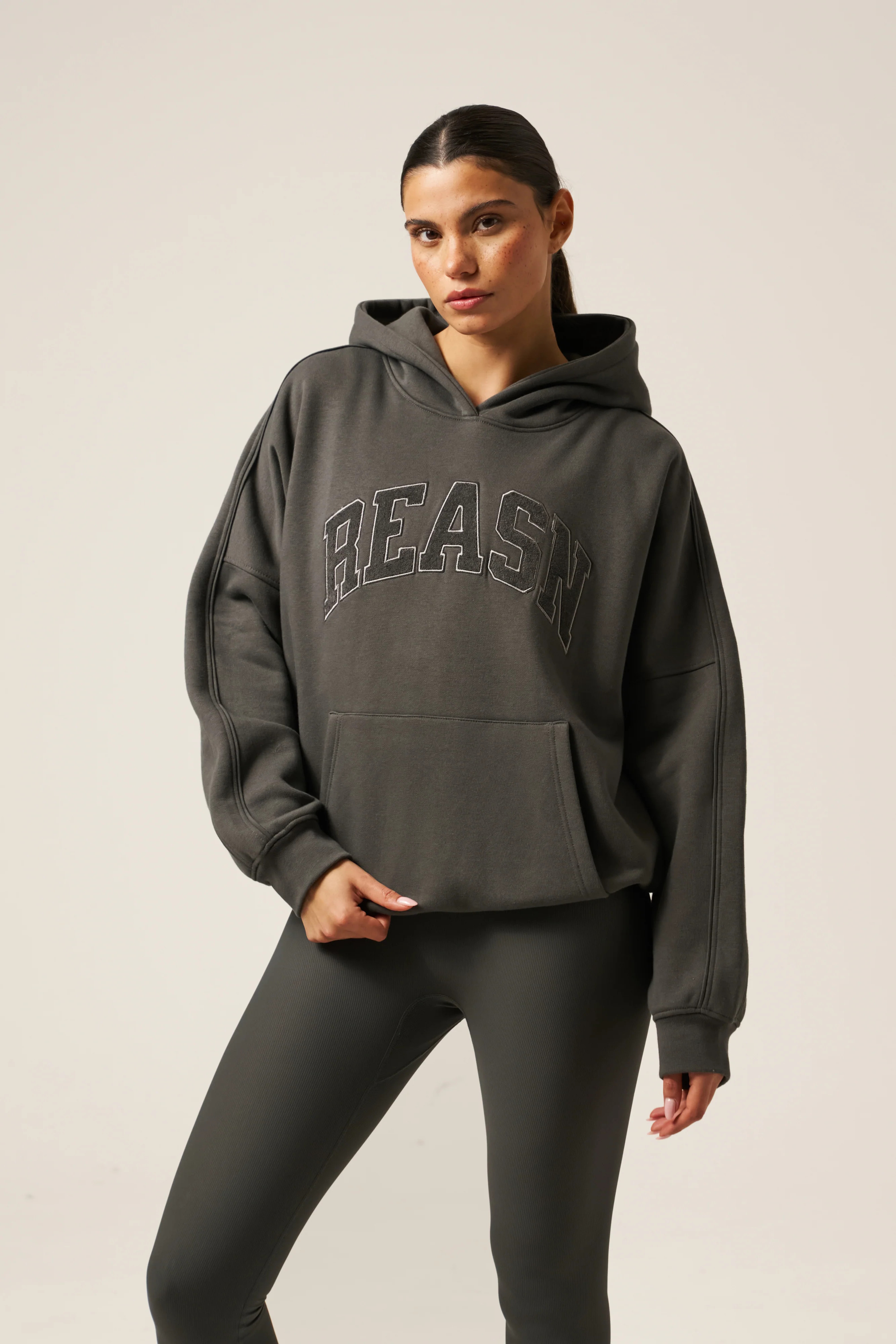 Oversized Branded Hoodie - Graphite | Reasn