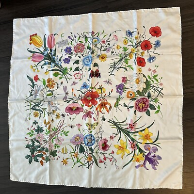 Vintage GUCCI V. Accornero Flora 100% Silk Floral Scarf  | eBay | eBay UK