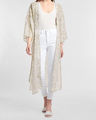 Cheetah Belted Kimono Cover-Up | Express
