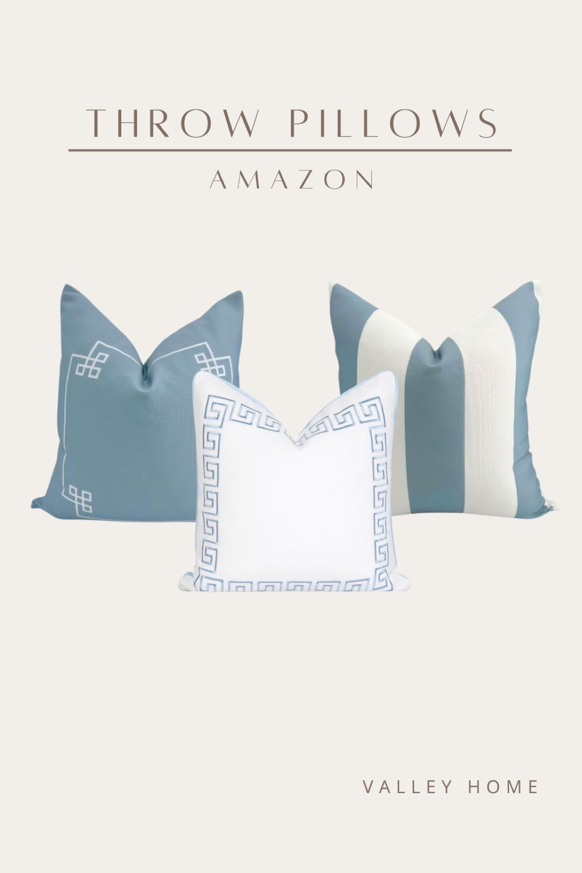 Light blue throw pillows that give off that Nancy Meyers aesthetic. I think this would be so cute outdoors. Just spray them with scotch guard to protect them :) 

Outdoor pillows
Amazon pillows 

#LTKhome
