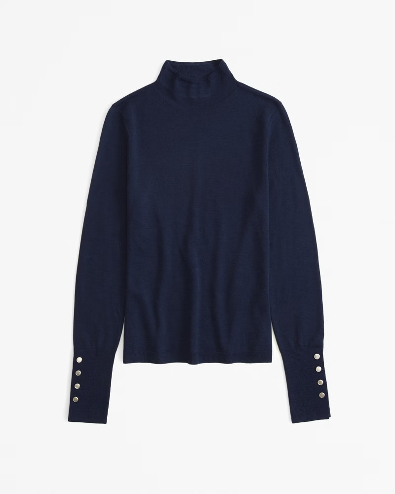 Merino Wool Button Sleeve Mockneck Top | Abercrombie & Fitch (US)