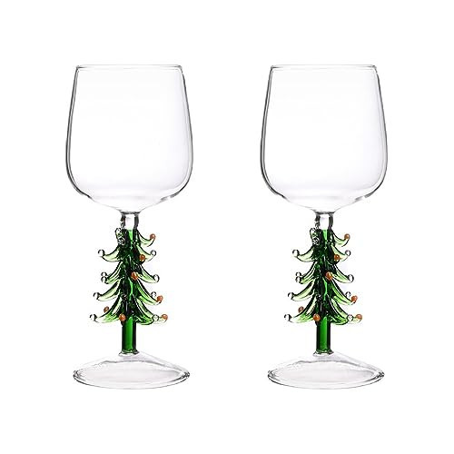 Luxshiny Vintage Glasses 2 pieces 360ml Christmas Tree Xmas Wine Glass Stem Wine Glasses elegant Wine Goblet Wine Glass Wine Vintage Decor | Amazon (US)