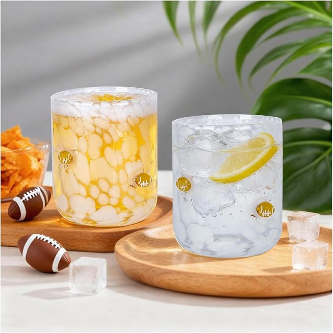2026 Superbowl Party Supplies,Football Icon Juice Glasses - 2 Pcs Icon Glass Cups, Football Parti... | Amazon (US)