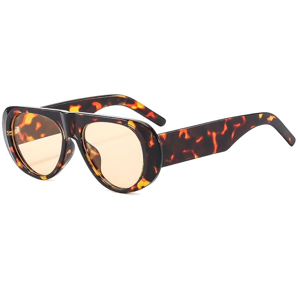 Long Keeper Retro Oversized Women's Oval Sunglasses - Flat Top Fashion Leopard Ladies Sunglasses ... | Amazon (UK)