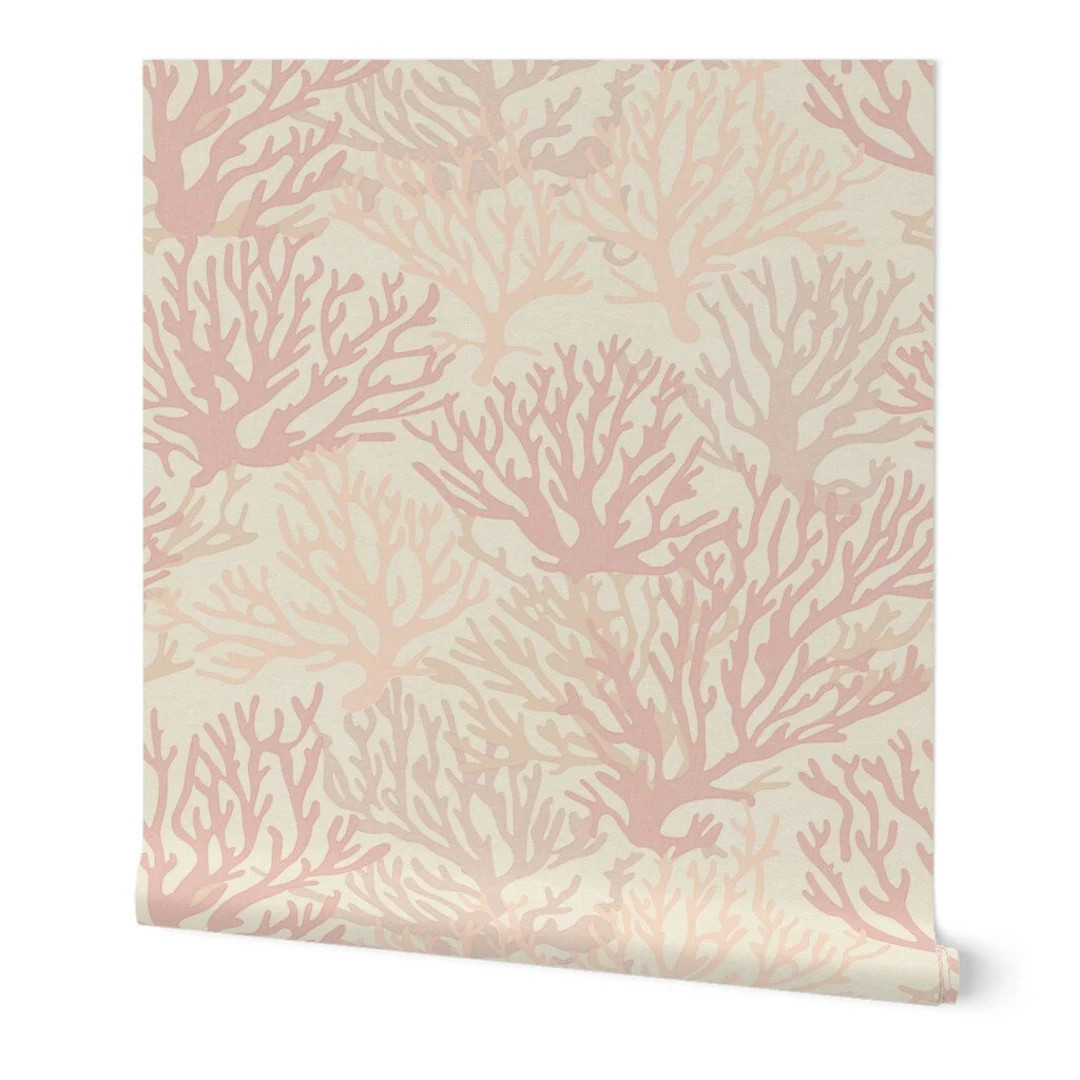 Coral Wallpaper | Beach House Decor, Peel and Stick - Etsy | Etsy (Global)