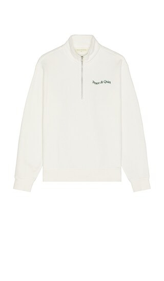 Wordmark Quarter Zip Up Sweater in White | Revolve Clothing (Global)