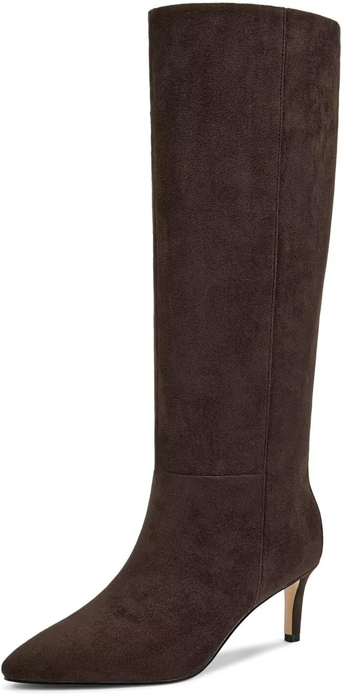 wetkiss Knee High Boots - Pointed Toe & Kitten Heel & Side Full Zipper | Amazon (US)