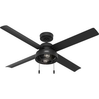 Spring Valley 52 in. Indoor/Outdoor Matte Black Ceiling Fan with Light | The Home Depot