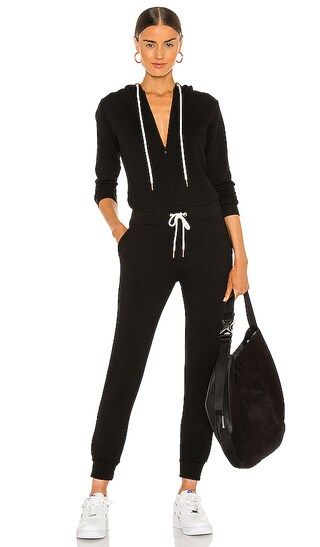 Supersoft Fleece Hooded Jumpsuit in Black | Revolve Clothing (Global)